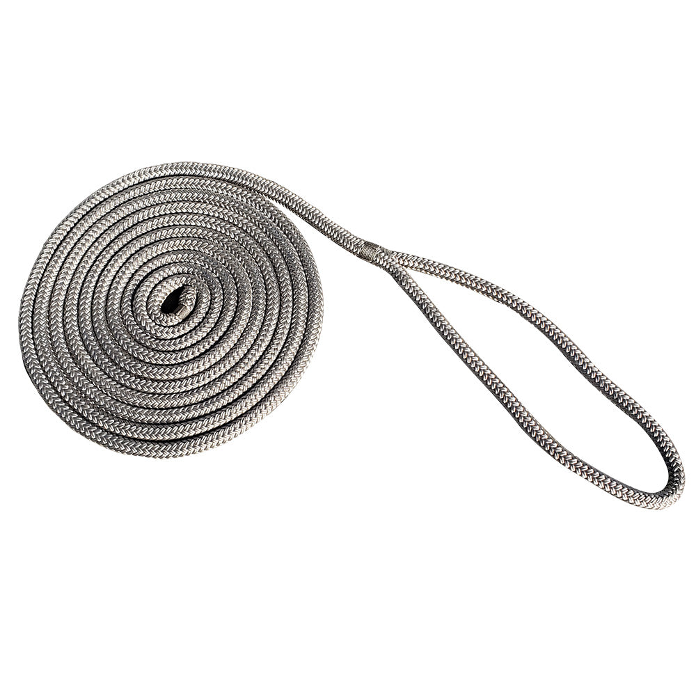 New England Rope 3/8" x 15 Nylon Double Braid Dock Line (Grey)