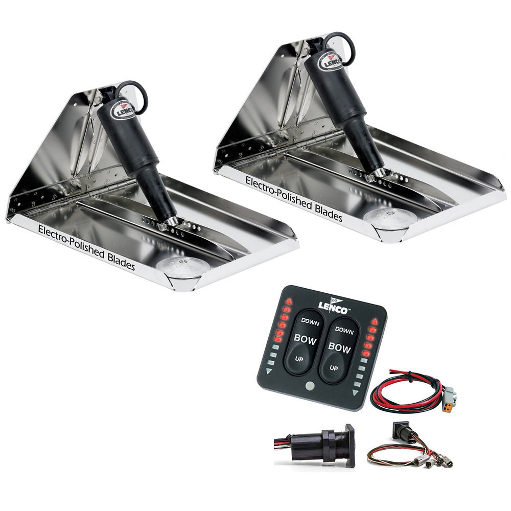 Lenco 12"x 12" Heavy Duty Performance Trim Tab Kit (w/LED Indicator Switch Kit)