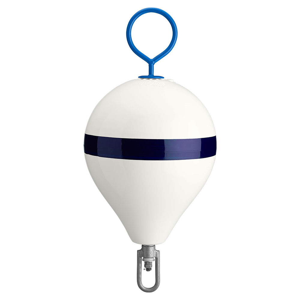 Polyform 13.5" CM Mooring Buoy w/Steel Iron (White Blue Stripe)