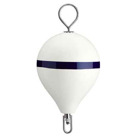 Polyform 17" CM Mooring Buoy w/SS Iron (White Blue Stripe)