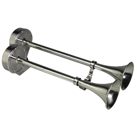 Schmitt Marine Deluxe All-Stainless Dual Trumpet Horn (12V) boat horns