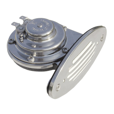 Schmitt Marine Mini Stainless Steel Single Drop-In Horn w/Stainless Steel Grill (12V Low Pitch)