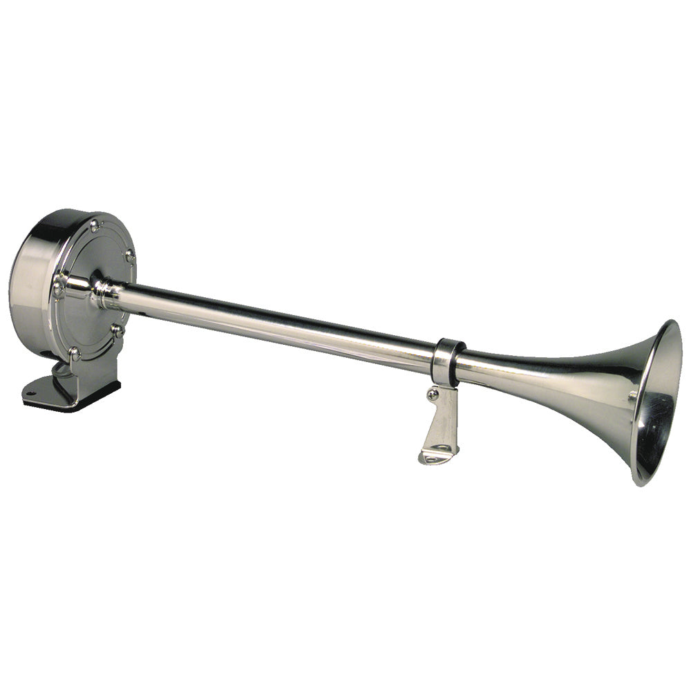 Schmitt Marine Deluxe All-Stainless Single Trumpet Horn (24V) boat horns