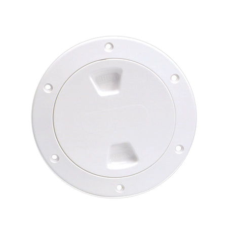 Beckson 4" Smooth Center Screw-Out Deck Plate (White)