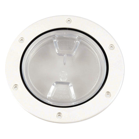 Beckson 4" Clear Center Screw-Out Deck Plate (White)