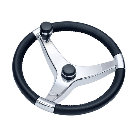 Schmitt Marine Evo Pro 316 Cast Stainless Steel Steering Wheel w/Control Knob (13.5" Diameter)