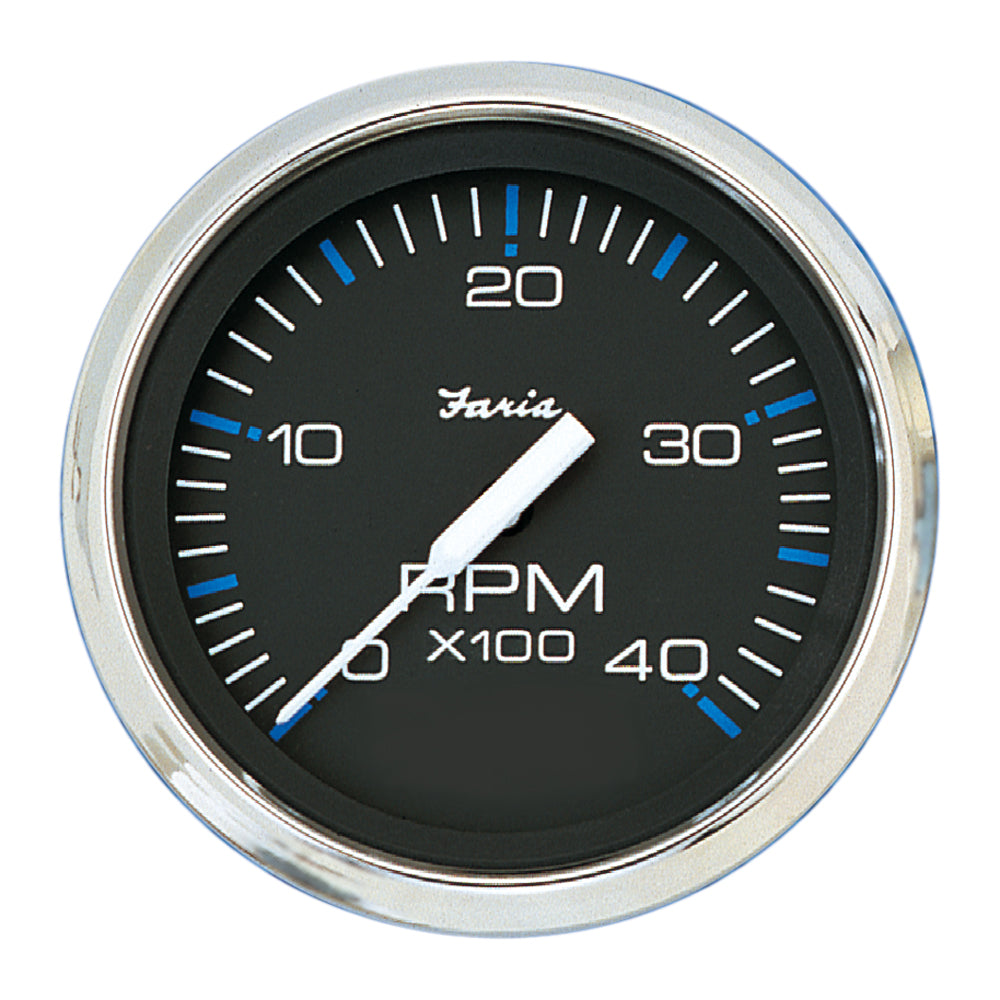 Faria Chesapeake Black SS 4" Tachometer - 4,000 RPM (Diesel - Magnetic Pick-up) [33719]