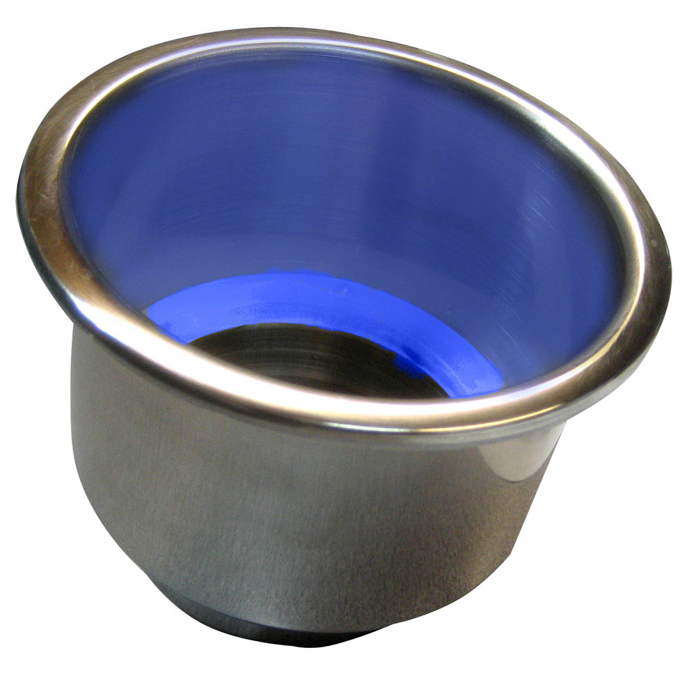 Whitecap Flush Mount Cup Holder w/Blue LED Light (Stainless Steel)