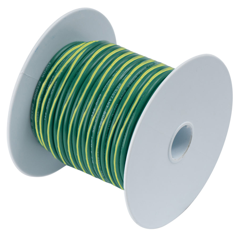 Ancor Green w/Yellow Stripe 10 AWG Tinned Copper Wire -25'