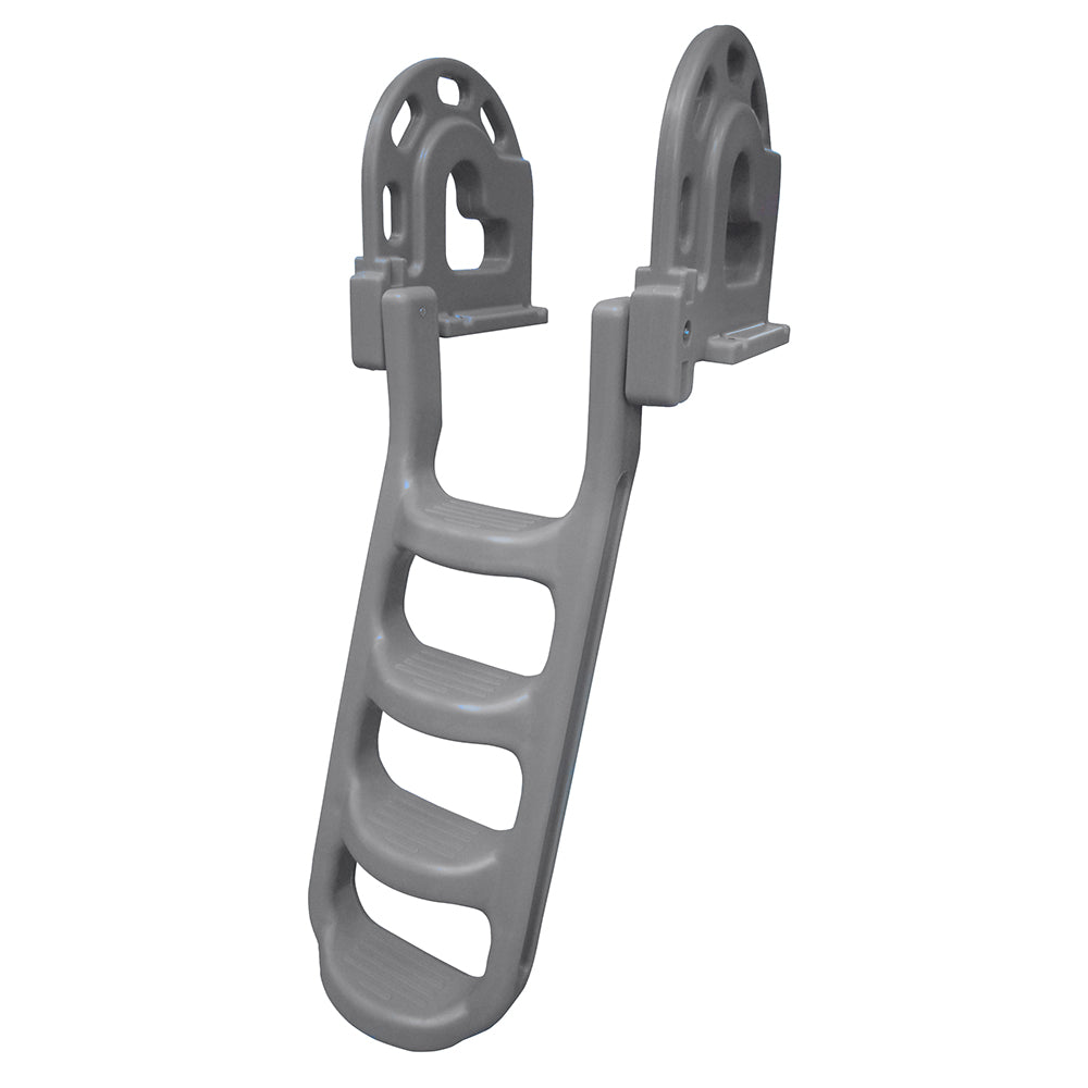 Dock Edge Stand-Off Flip-Up Polyethylene Roto-Molded 4-Step Dock Ladder (Grey)