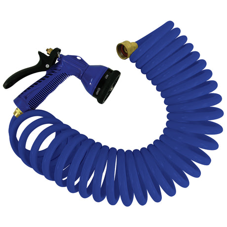 Whitecap 50 Blue Coiled Hose & Adjustable Nozzle