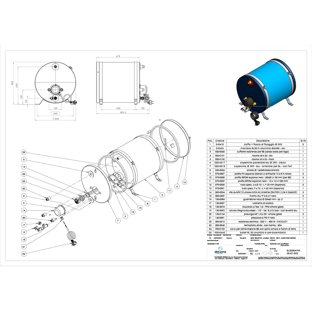 Albin Group Marine Premium Water Heater 8G - 120V [08-01-025]