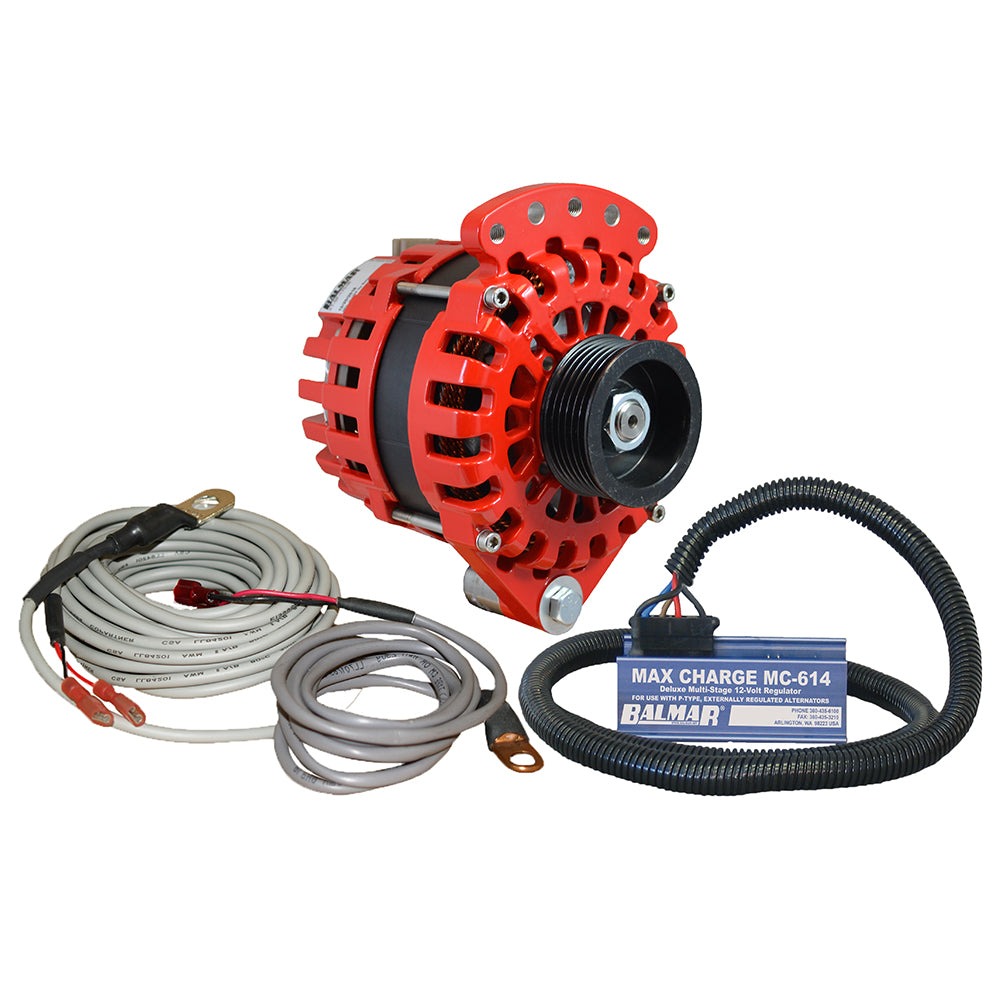 Balmar Alternator 1-2" Single Foot K6 Serpentine Pulley Regulator  Temp Sensor (170A Kit - 12V)