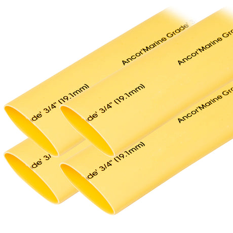 Ancor Heat Shrink Tubing 3/4" x 6" - Yellow (4 Pieces)