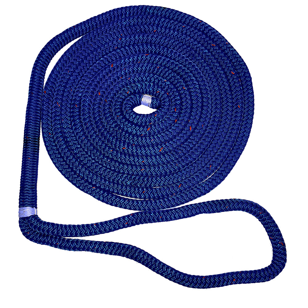 New England Ropes 3/8" Double Braid Dock Line (Blue w/Tracer 15')