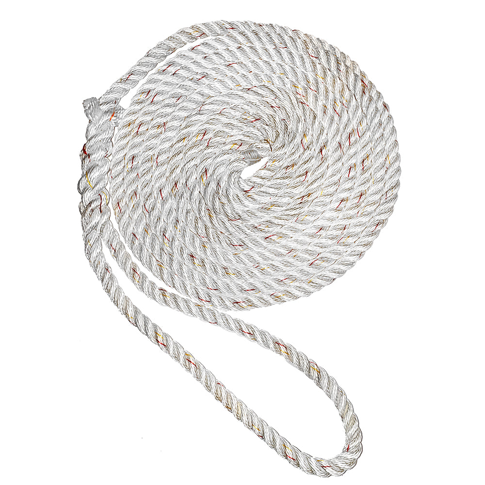 New England Ropes 3/8" Premium 3-Strand Dock Line (White w/Tracer 15')