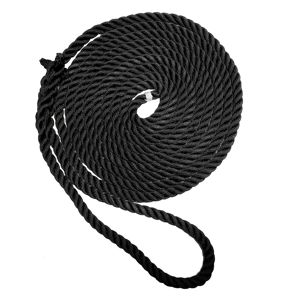 New England Ropes 3/8" Premium 3-Strand Dock Line (Black 15')