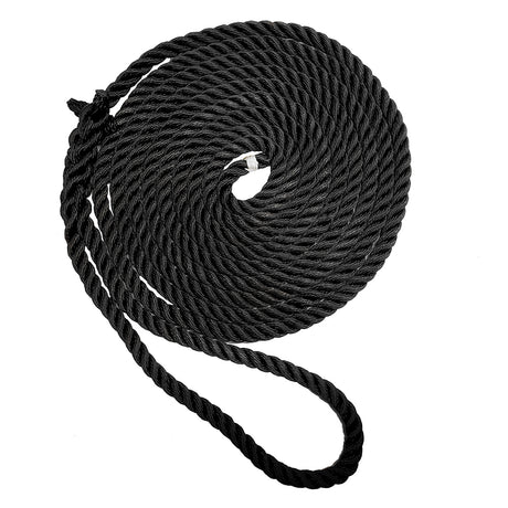 New England Ropes 1/2" Premium 3-Strand Dock Line (Black 15')