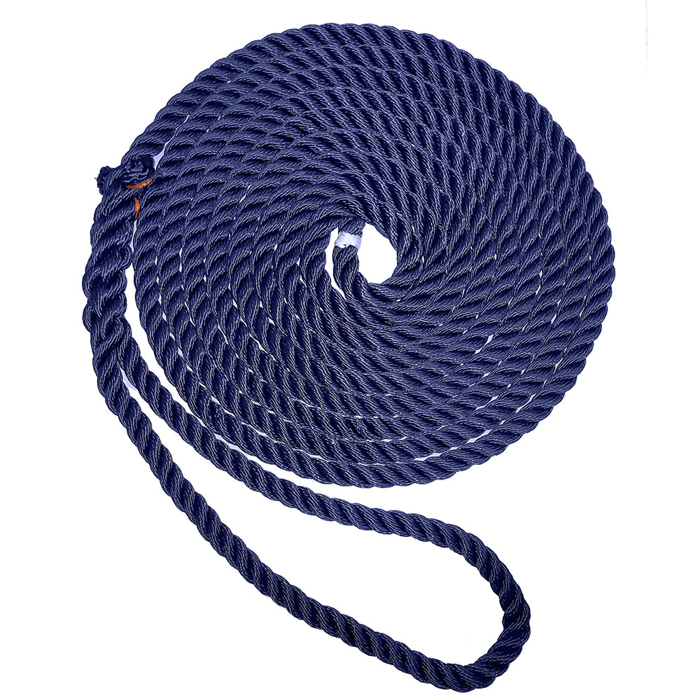 New England Ropes 3/8" Premium 3-Strand Dock Line (Navy Blue 15')