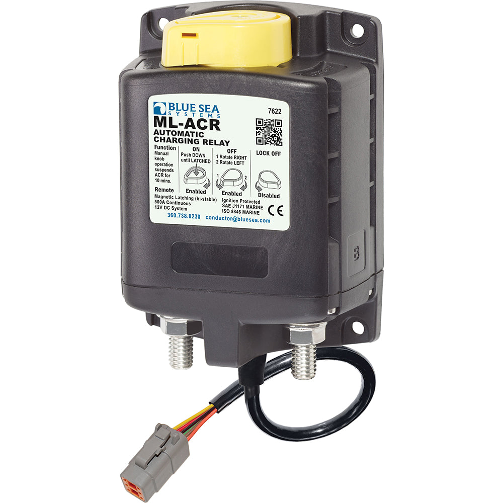 Blue Sea 7622100 ML ACR Charging Relay (12V 500A) Manual Control Deutsch Connector