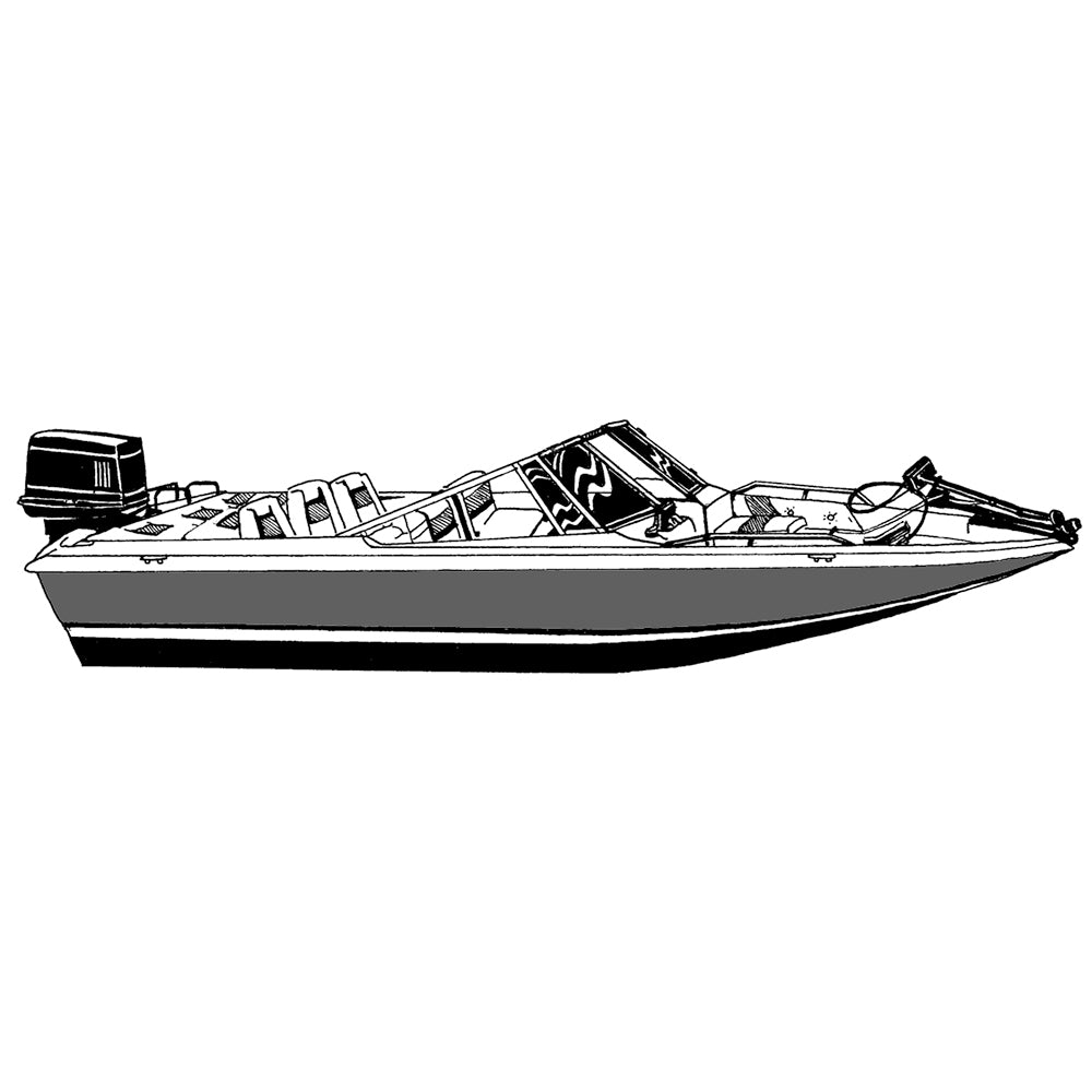 Carver Performance Poly-Guard Styled-to-Fit Boat Cover f/19.5 Fish  Ski Style Boats w/Walk-Thru Windshield - Grey (77319P-10)