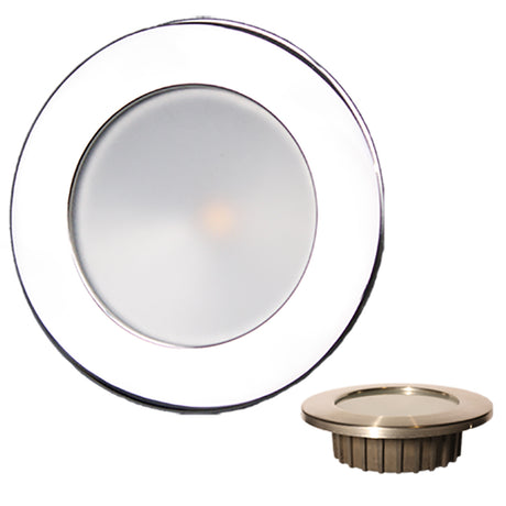 Lunasea ZERO EMI Recessed 3.5 LED Light - Warm White, Blue w/Polished Stainless Steel Bezel - 12VDC [LLB-46WB-0A-SS]