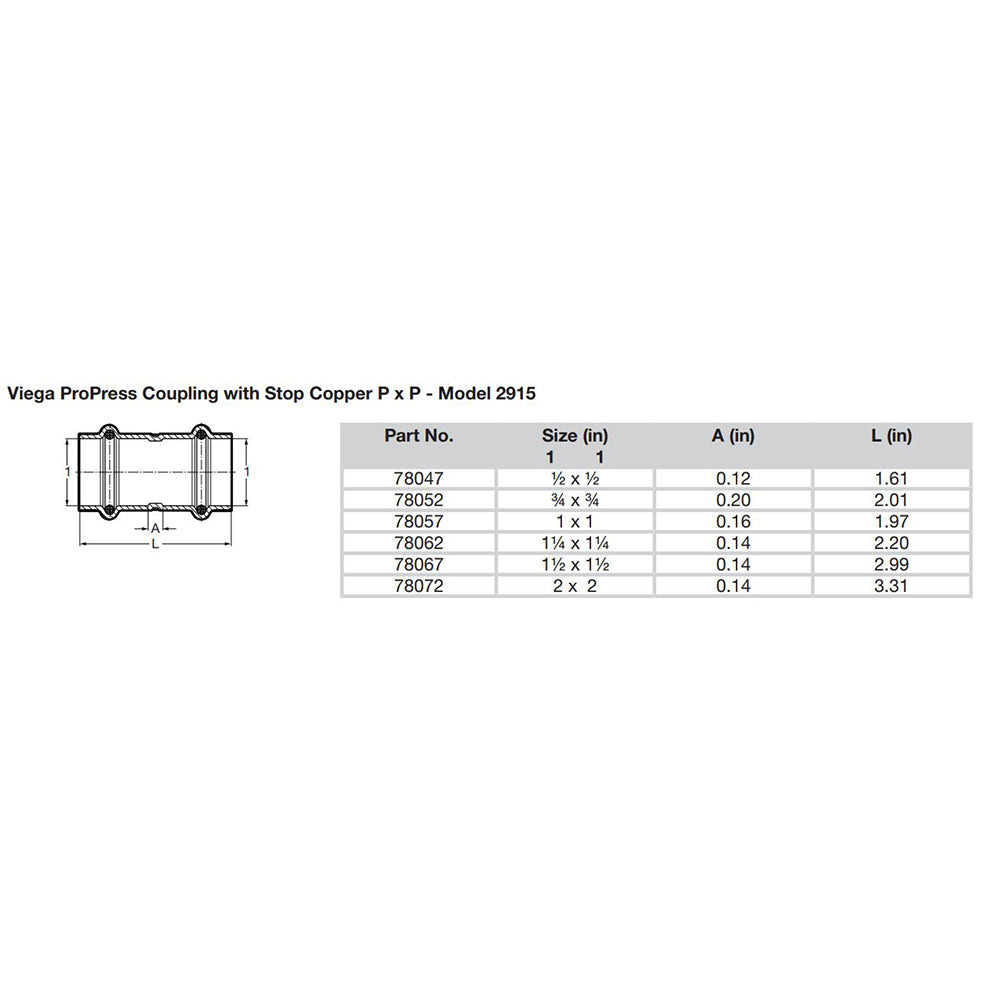 Viega ProPress 1-1/4" Copper Coupling w/Stop - Double Press Connection - Smart Connect Technology [78062]