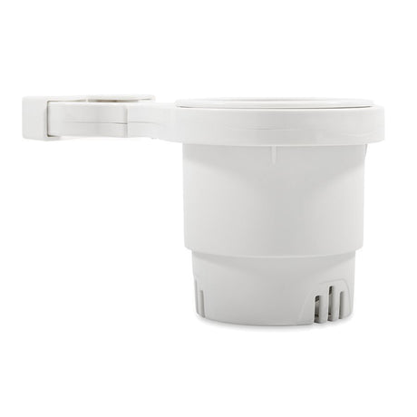 Camco Clamp-On Rail Mounted Cup Holder (Small for Up to 1-1/4" Rail -White)