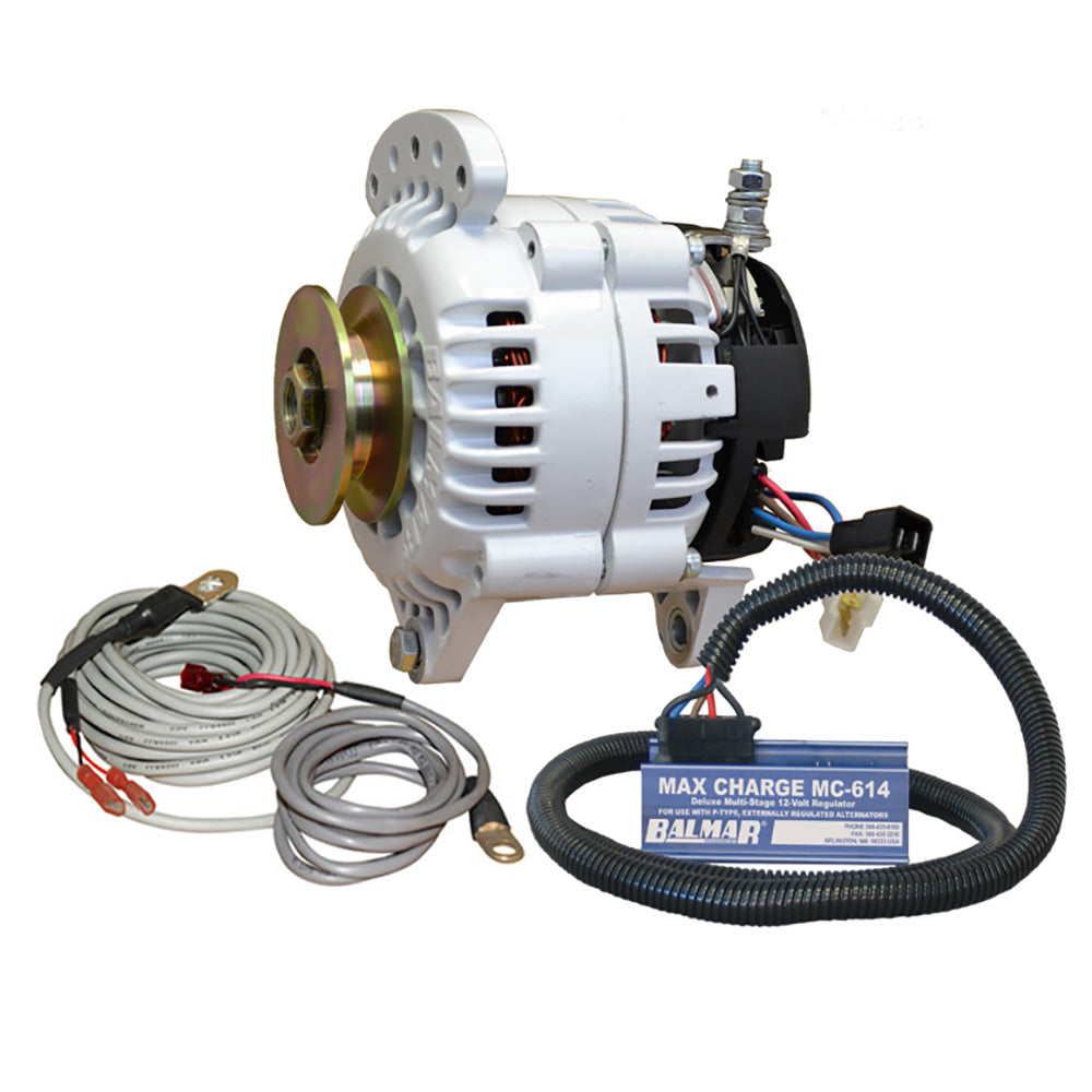 Balmar Alternator 100 AMP Kit 12V 3.15" Dual Foot Saddle Single Vee Pulley Regulator Temp Sensor