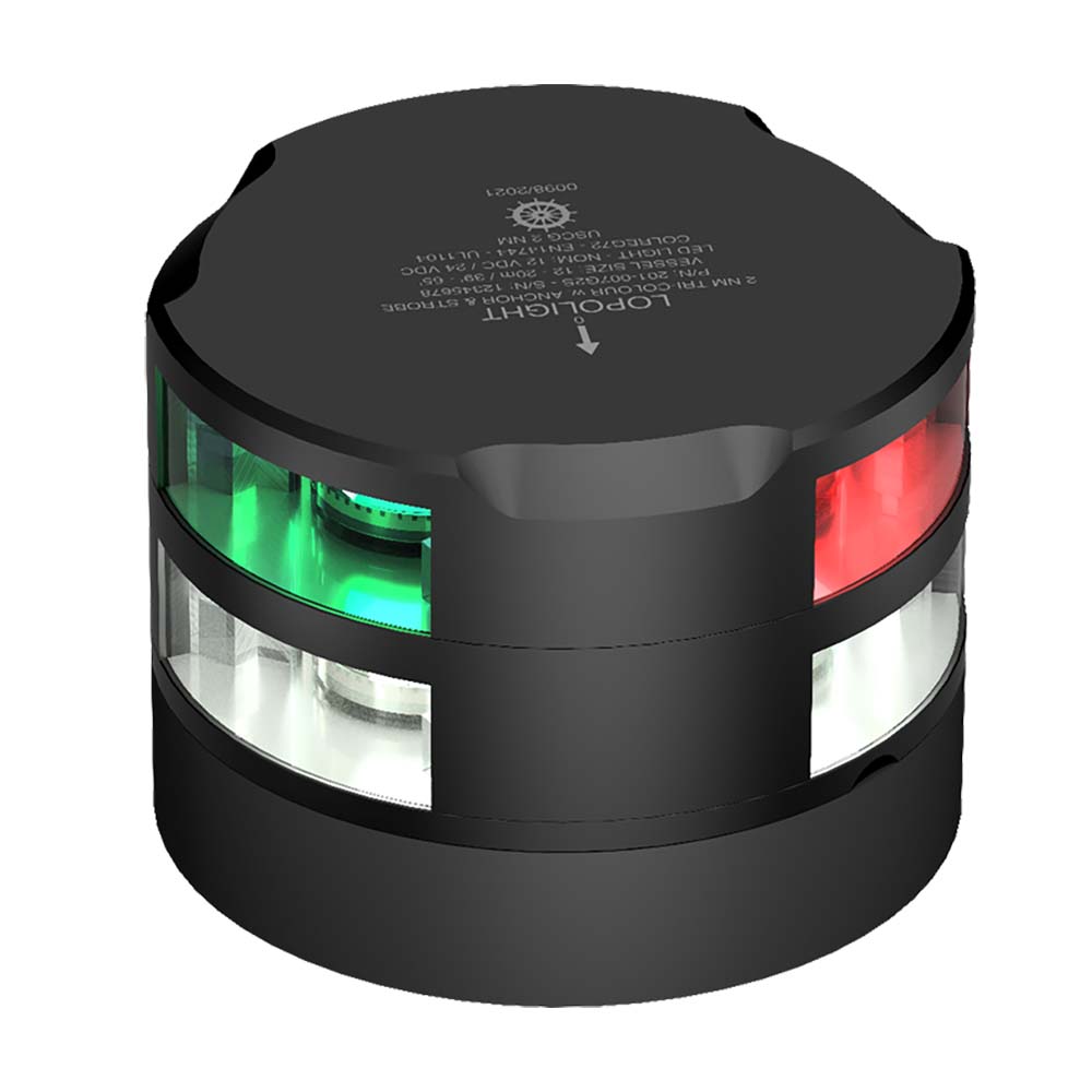 Lopolight Series 201-007 - Tri-Color Navigation/Anchor/Strobe - 2NM - Horizontal Mount - Black Housing [201-007G2S-B]