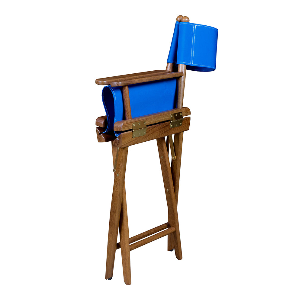 Whitecap Directors Chair w/Blue Seat Covers (Teak)