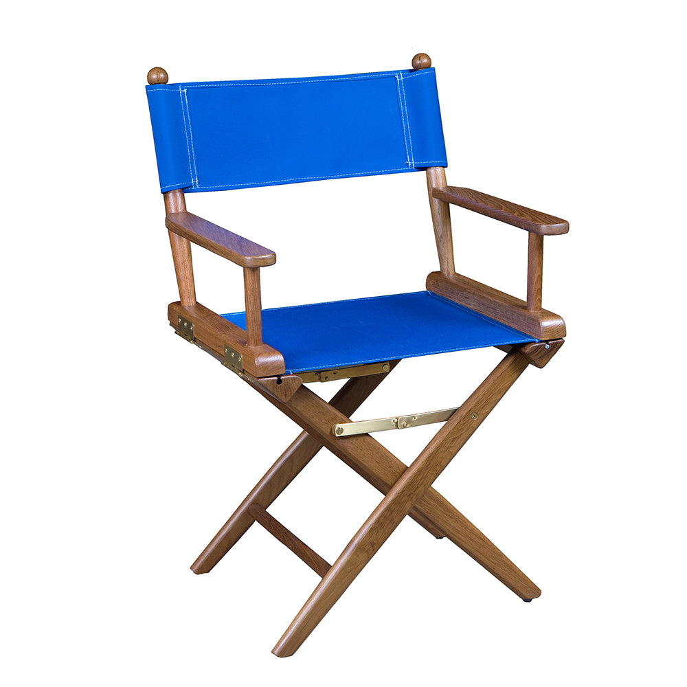 Whitecap Directors Chair w/Blue Seat Covers (Teak)