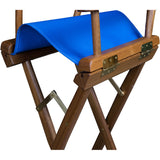 Whitecap Captains Chair with Blue Seat Covers (Teak)