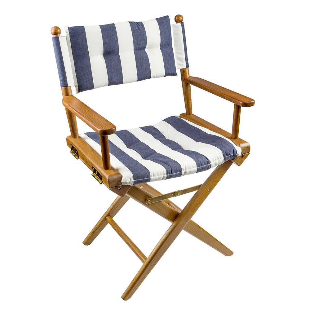 Whitecap Directors Chair with Navy White Cushion (Teak)