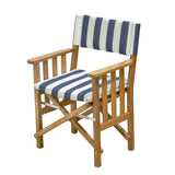 Whitecap Directors Chair II with Navy  White Cushion (Teak)