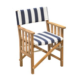 Whitecap Directors Chair II with Navy  White Cushion (Teak)