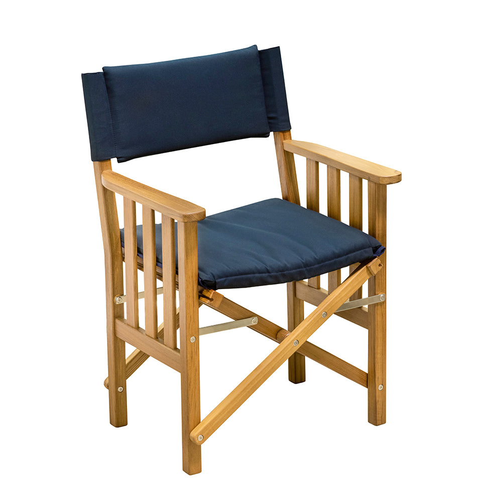 Whitecap Directors Chair II with Navy Cushion (Teak)