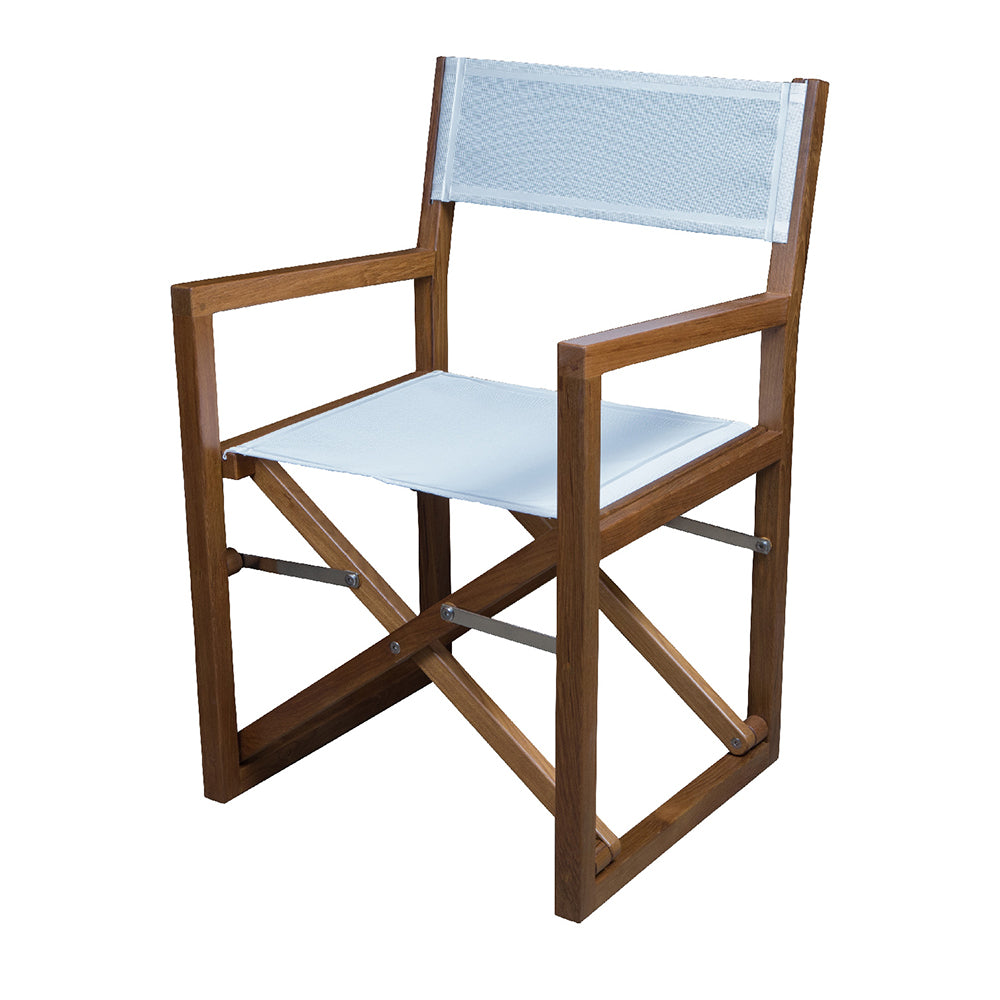 Whitecap Directors Chair w/White Batyline Fabric (Teak)