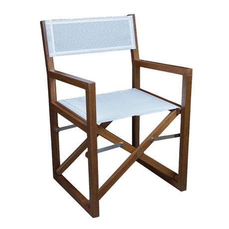 Whitecap Directors Chair w/White Batyline Fabric (Teak)