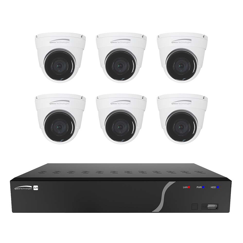 Speco 8 Channel NVR Kit (w/6 Outdoor IR 5MP IP Cameras 2.8mm Fixed Lens -2TB)