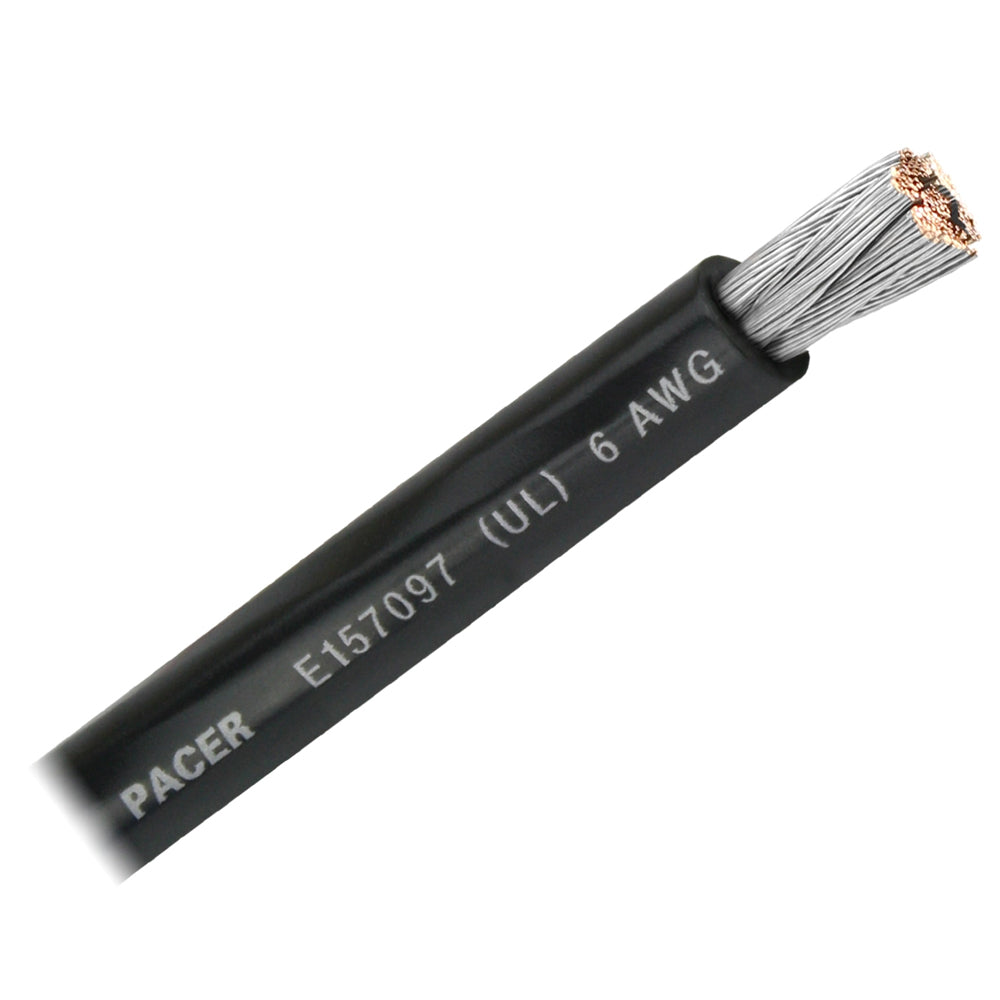 Pacer Black 6 AWG Battery Cable -Sold By The Foot boat wire