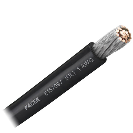 Pacer Black 1 AWG Battery Cable -Sold By The Foot boat wire