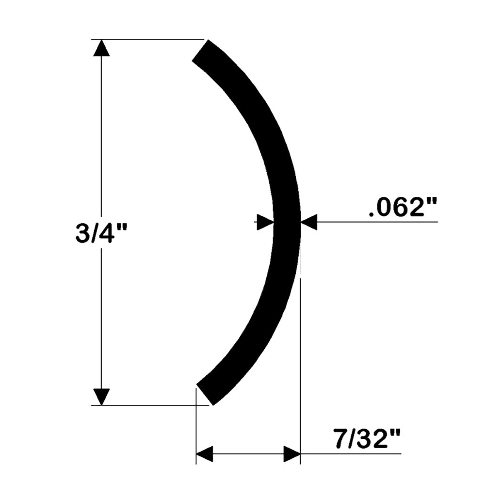 TACO Hollow Back 304 Stainless Steel Rub Rail Insert (3/4" x 6)