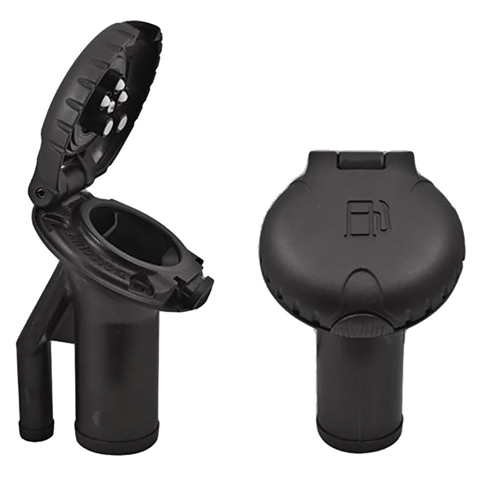 Attwood Deck Fill f/Pressure Relief Systems - Angled Body  Scalloped Black Plastic Cap [99DFPVAB1S]