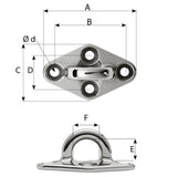 Wichard Diamond Pad Eye - Round - 60mm Length (2-23/64") - M5 Screw [6644]